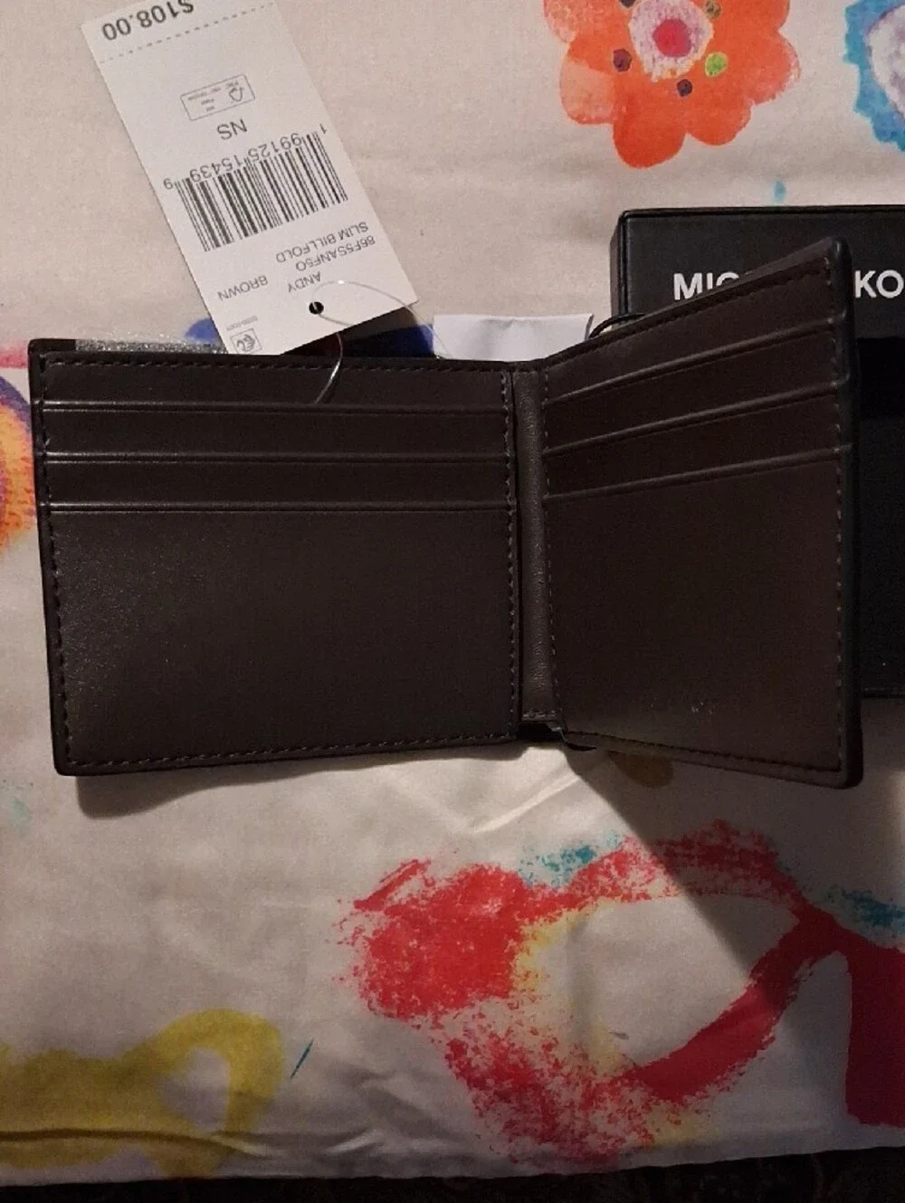 Michael Kors Men's Embossed MK Logo Brown Slim Billfold